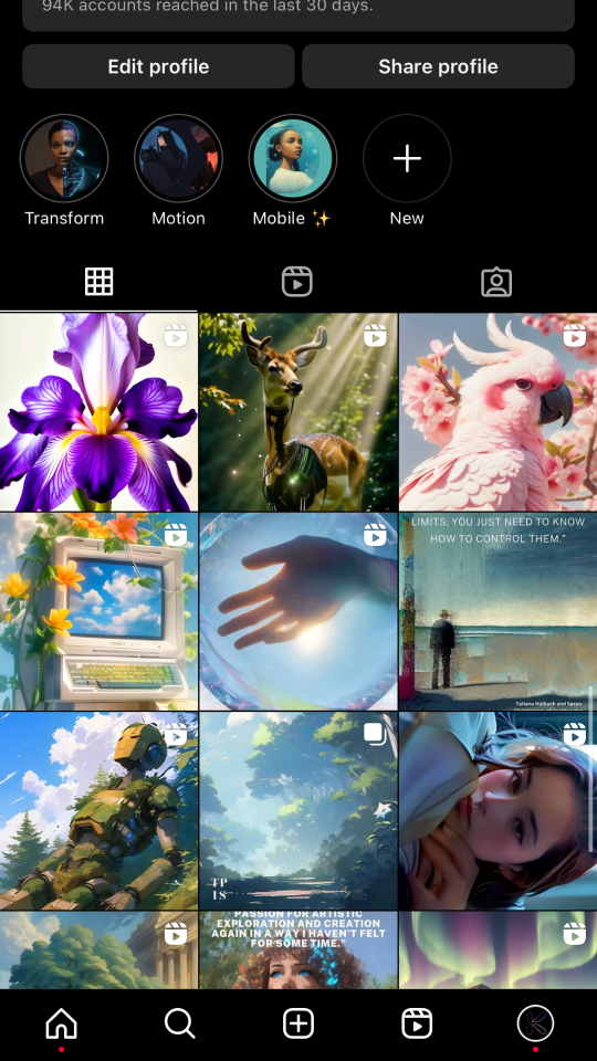 Kaiber AI Instagram at scale — 94K accounts reached, mobile launch
