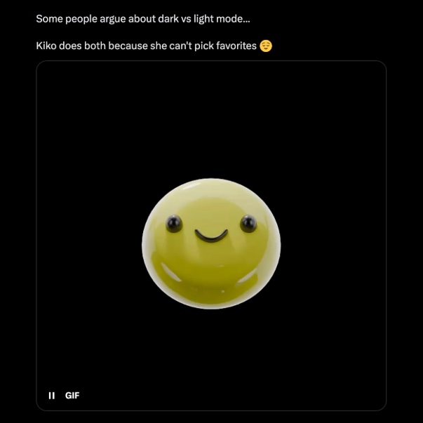 Kaiber tweet: dark vs light mode, Kiko picks both