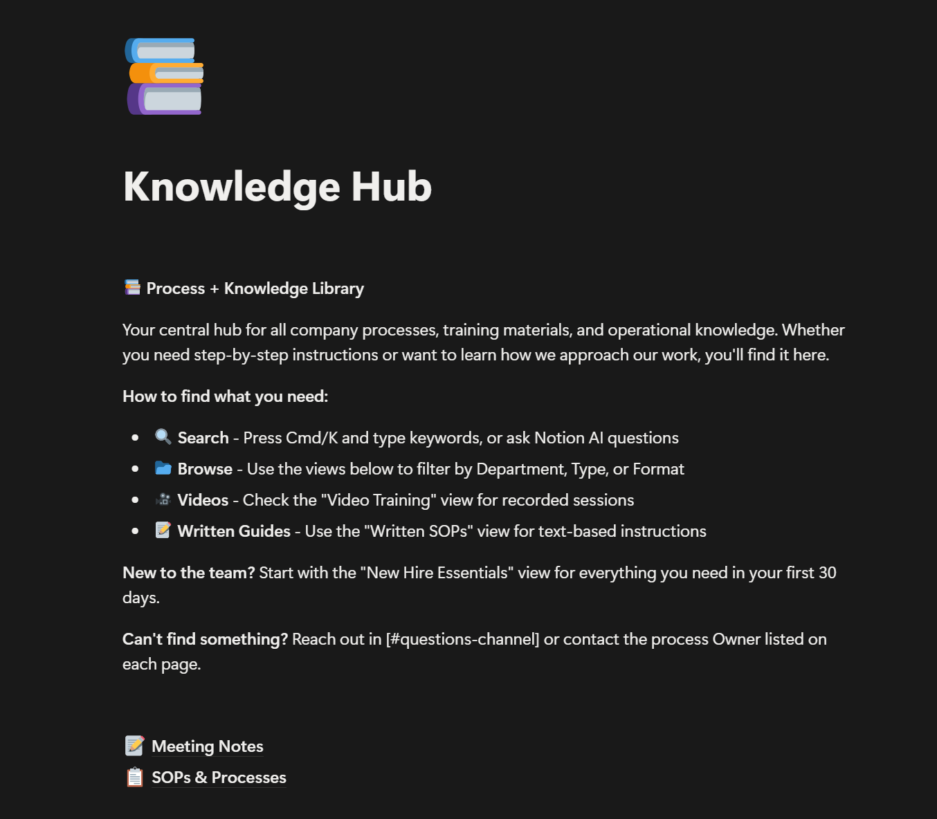 Notion knowledge hub — overview
