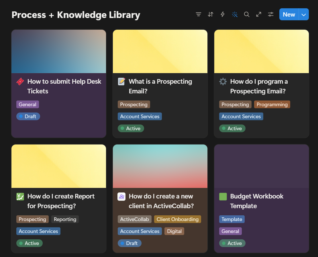 Notion library — grid view